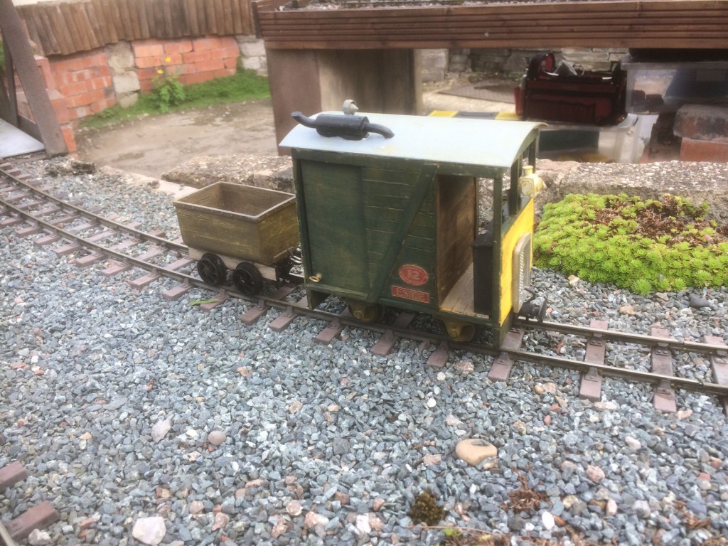 The wagon being test run behind “ESME” at Butterley